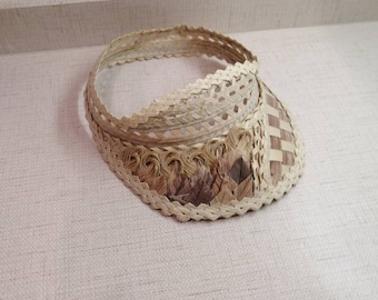 Jaren 50 strohoed met zonneklep Vintage boho-stijl hoed Vintage strohoed