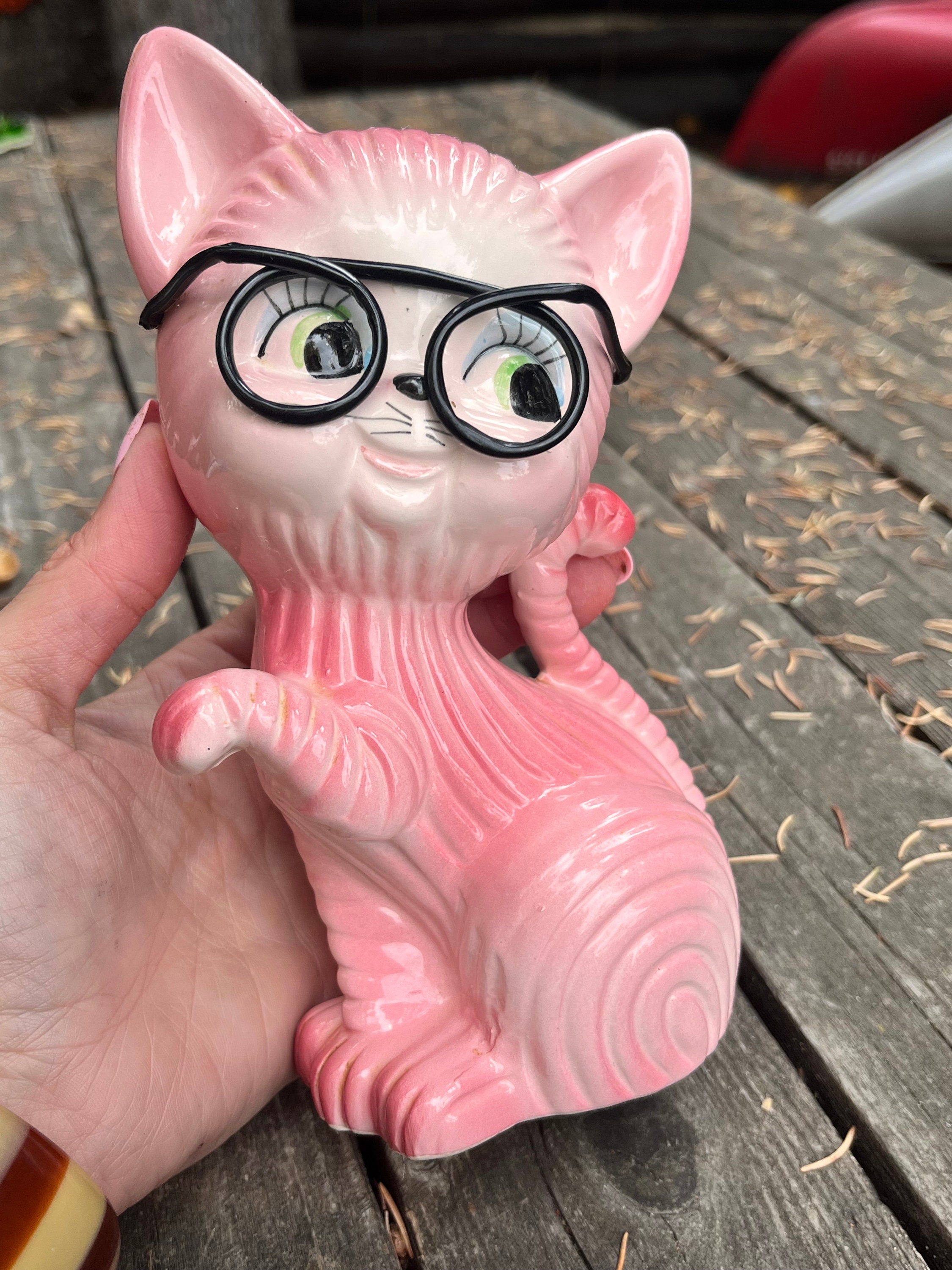 Ceramic Cat Huge Kitschy Big Eye Ceramic Cat Cat Japan Kitsch Cute