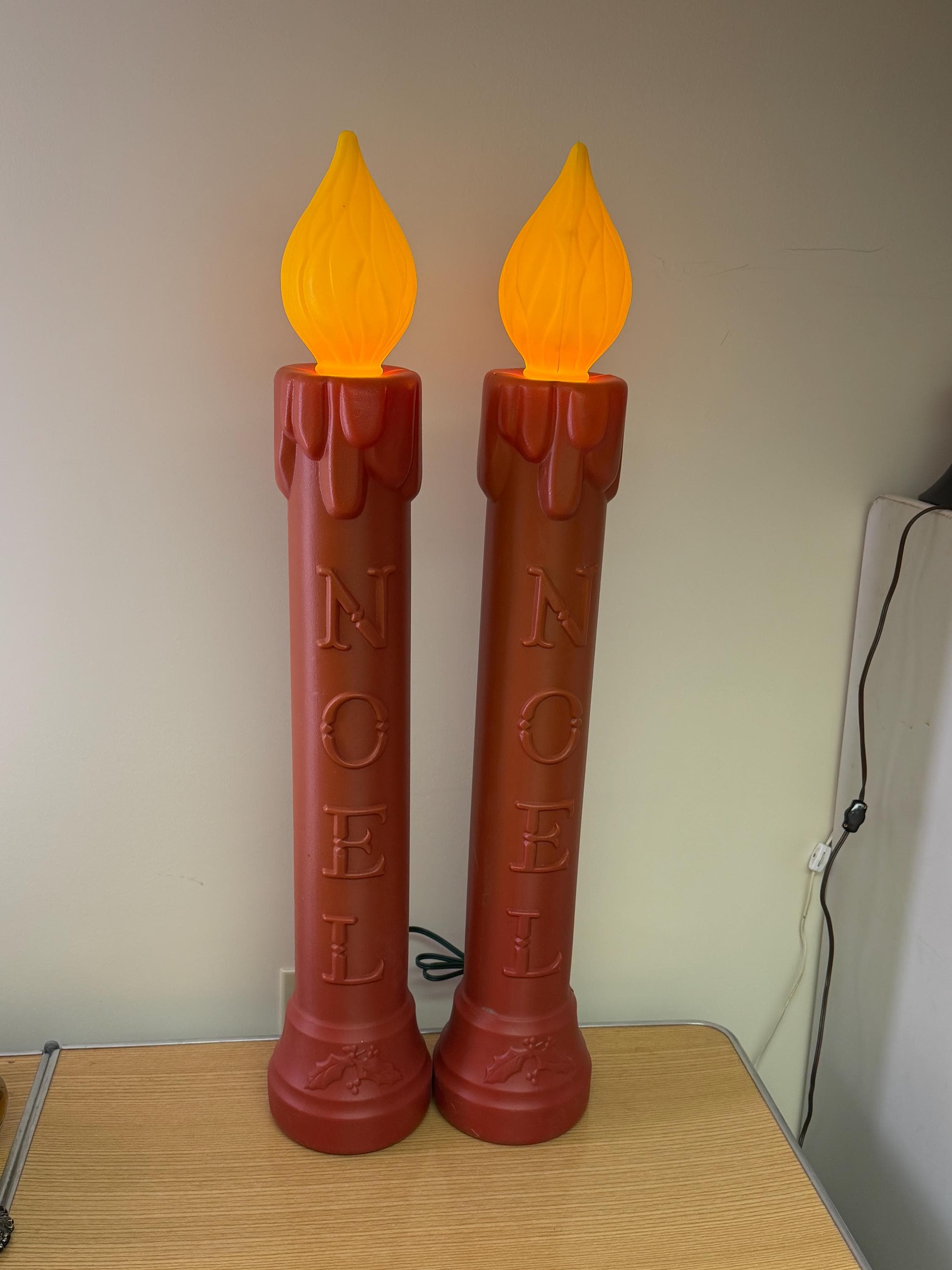 Vintage Blow Mold Noel Candles - Etsy