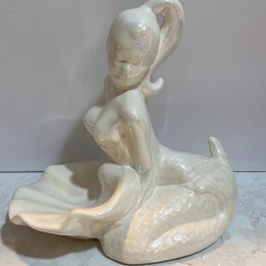 Vintage Ceramic Mermaid Soap Dish Ashtray Iridescent AMAZING