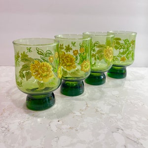 Beautiful Libbey Glass Floral Tumblers Flower Power Glass  Tumblers