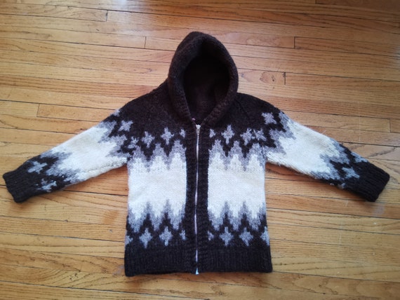 Wool Cowichan Sweater Childs Hooded Thick Wool Co… - image 6