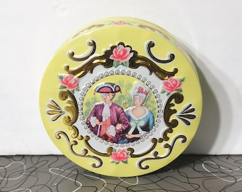 Vintage Blechdose Powder Box Compact Stil entzückendes elisabethanisches Paar