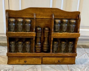 Vintage Apothecary Jar Spice Rack Vintage 60s 70s XL