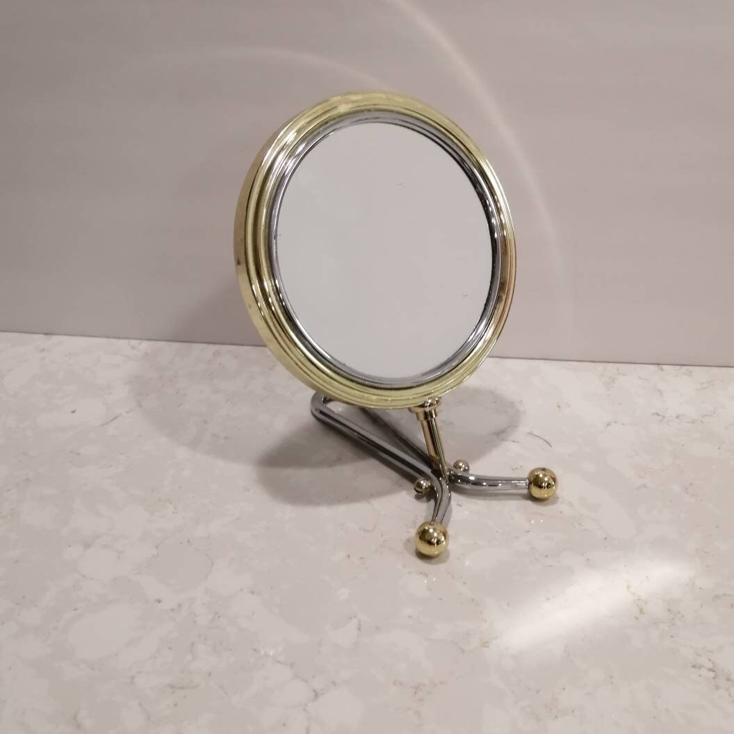Brass 1950 s Vanity Hand Mirror Convertible 1950 s Vanity Mirror