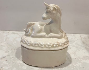 Vintage 1980s Unicorn Trinket Box