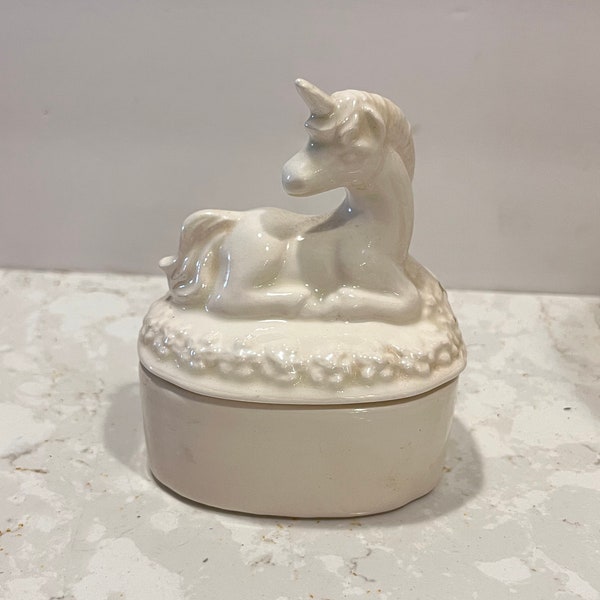 Vintage 1980s Unicorn Trinket Box