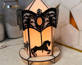 Amazing Staibed Glass Carousel Lamp