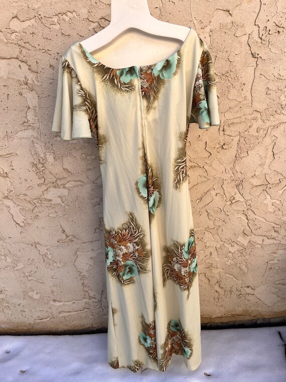 Vintage Flutter Sleeve Floral Print Maxi Dress - image 7