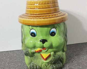 Vintage Dog Cookie Jar Hat Anthropomorphic Cookie Jar 1950s