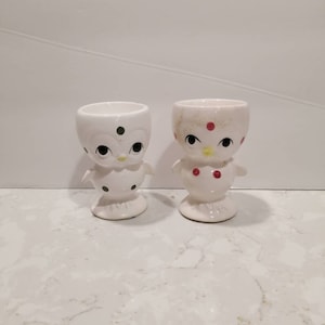 Vintage 1960s Chick Egg Cups Polka Dot
