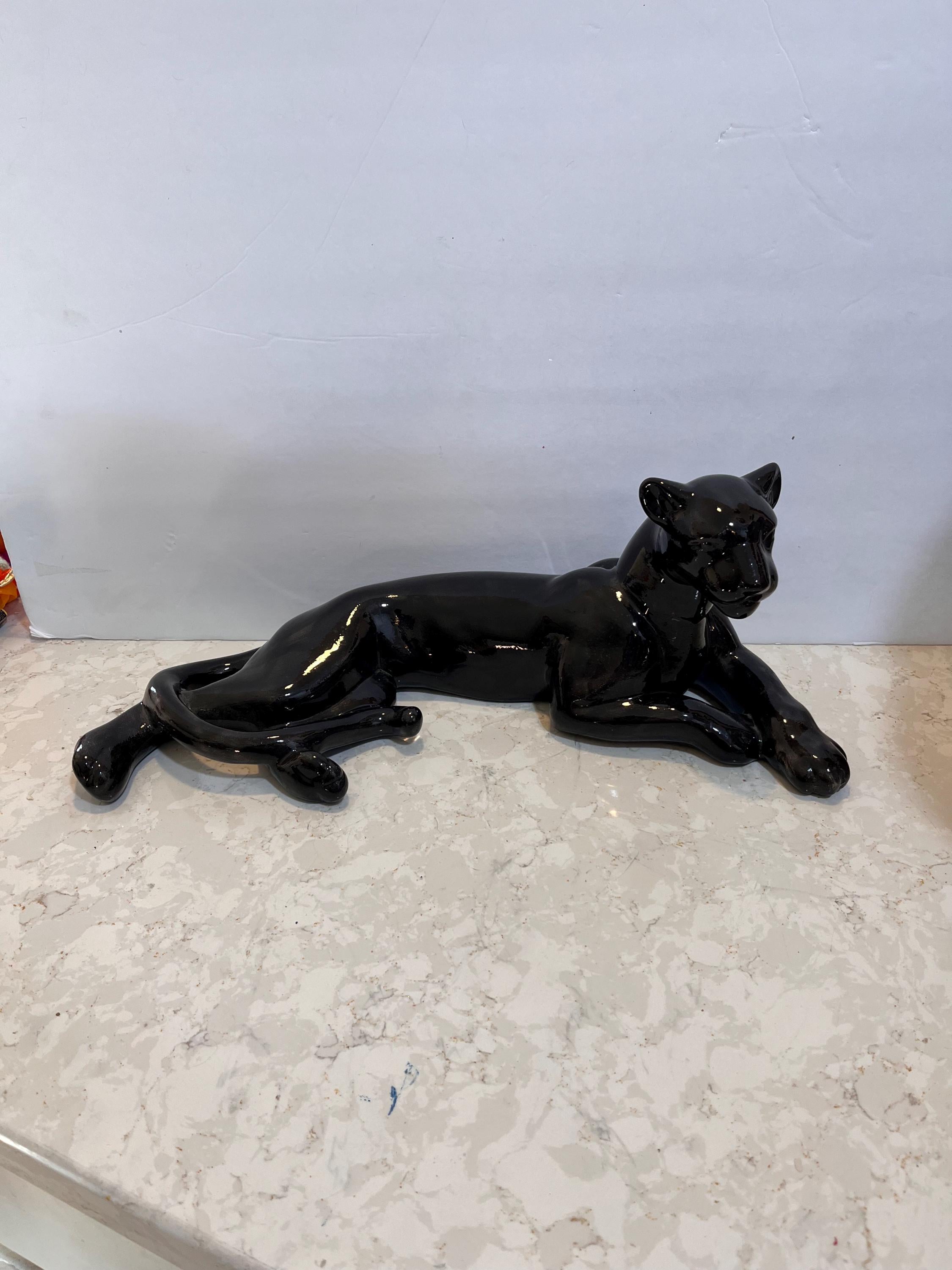 Vintage Mcm Black Panther Black Jaguar Reclining RARE Large