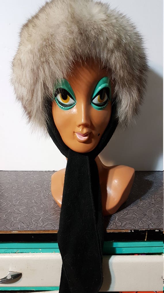Vintage 1960s Mod Silver Arctic Warm Fur Hat Fox … - image 5