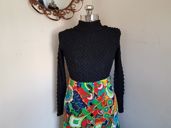Mod Floral Dress Day Glo Vintage 1960's Hipster Mo