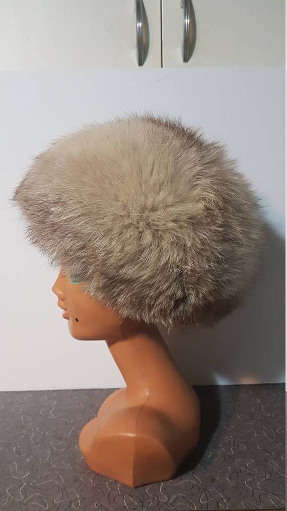 Vintage Russian Blue Fox Fur Hat - image 3