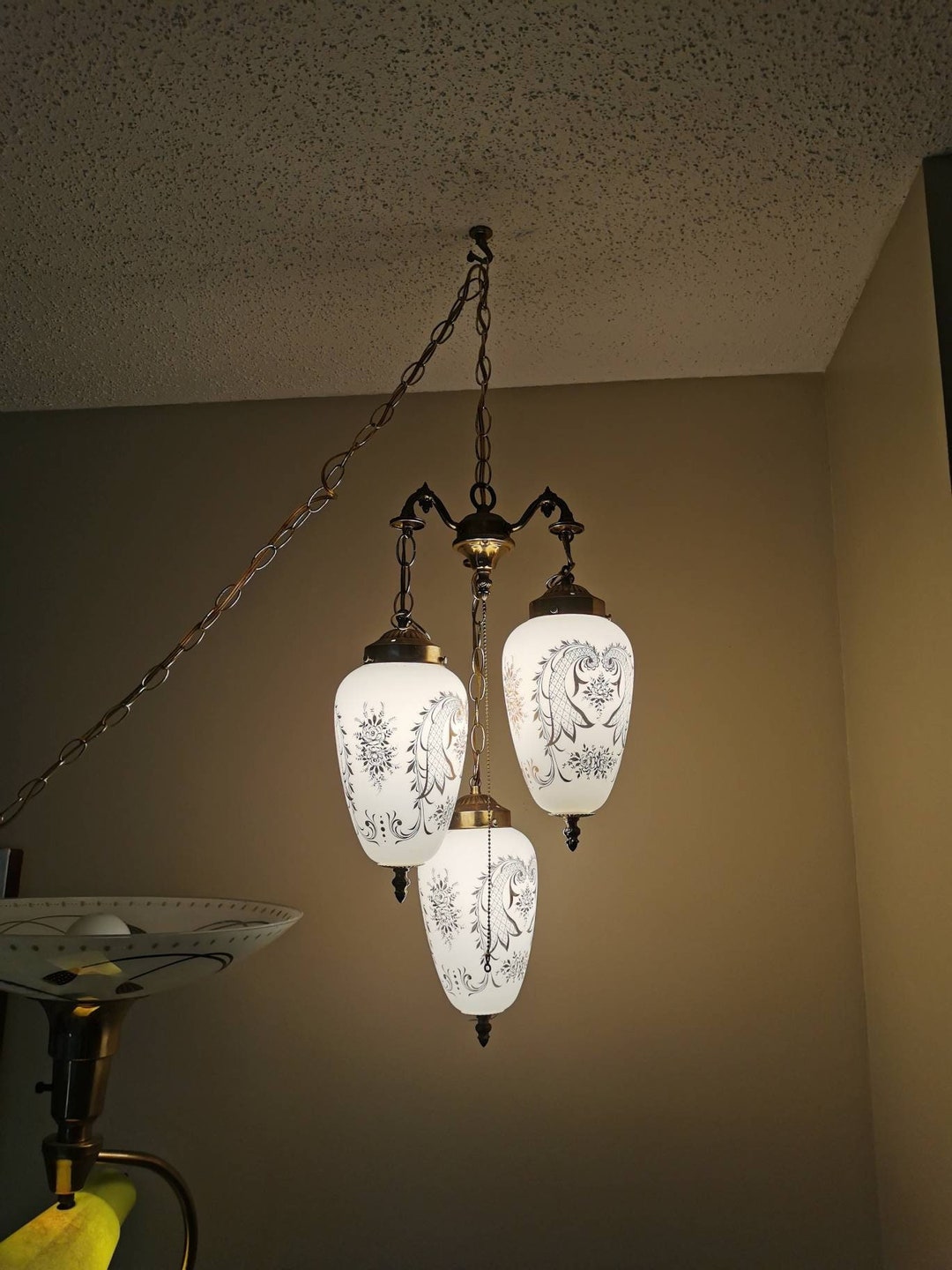 Triple Swag Lamp Hollywood Regency Mid Century Modern Swag Lamp Vintage ...