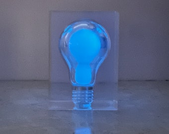 Pierre Giraudon Light Bulb Lucite Sculpture Late Mid Century Phosphorescent Bulb Sculpture By Pierre Giraudon, 1970