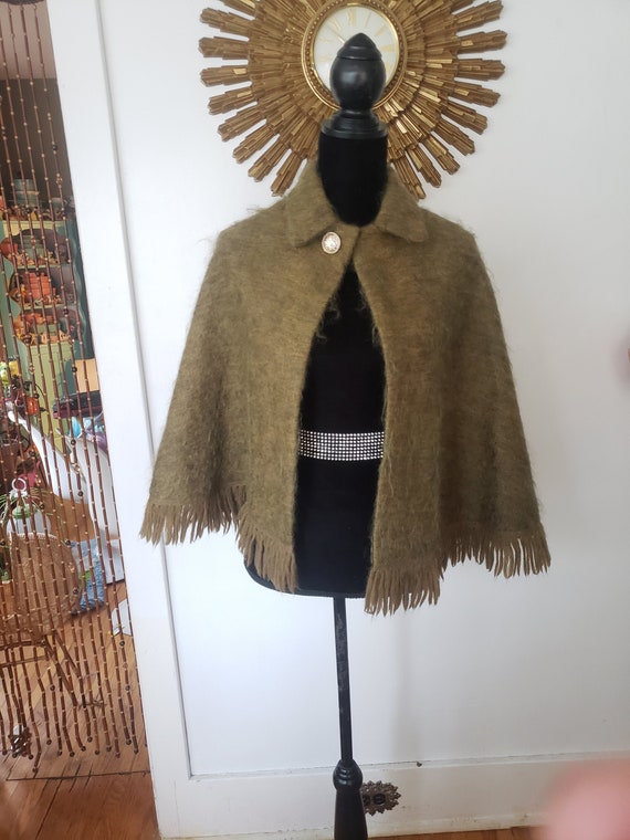 Vintage 1960's mohair Wool Cape Coat  Vintage Cap… - image 1