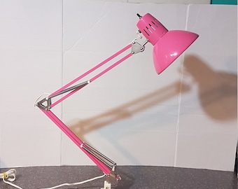 Vintage Clamp on Task Lamp in Rare Pink Color Studio Lamp Task Lamp Desk Lamp