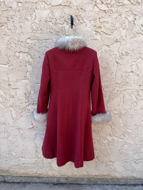 Vintage Mod 1970's Wool Coat Maroon Mod Wool Coat - image 9