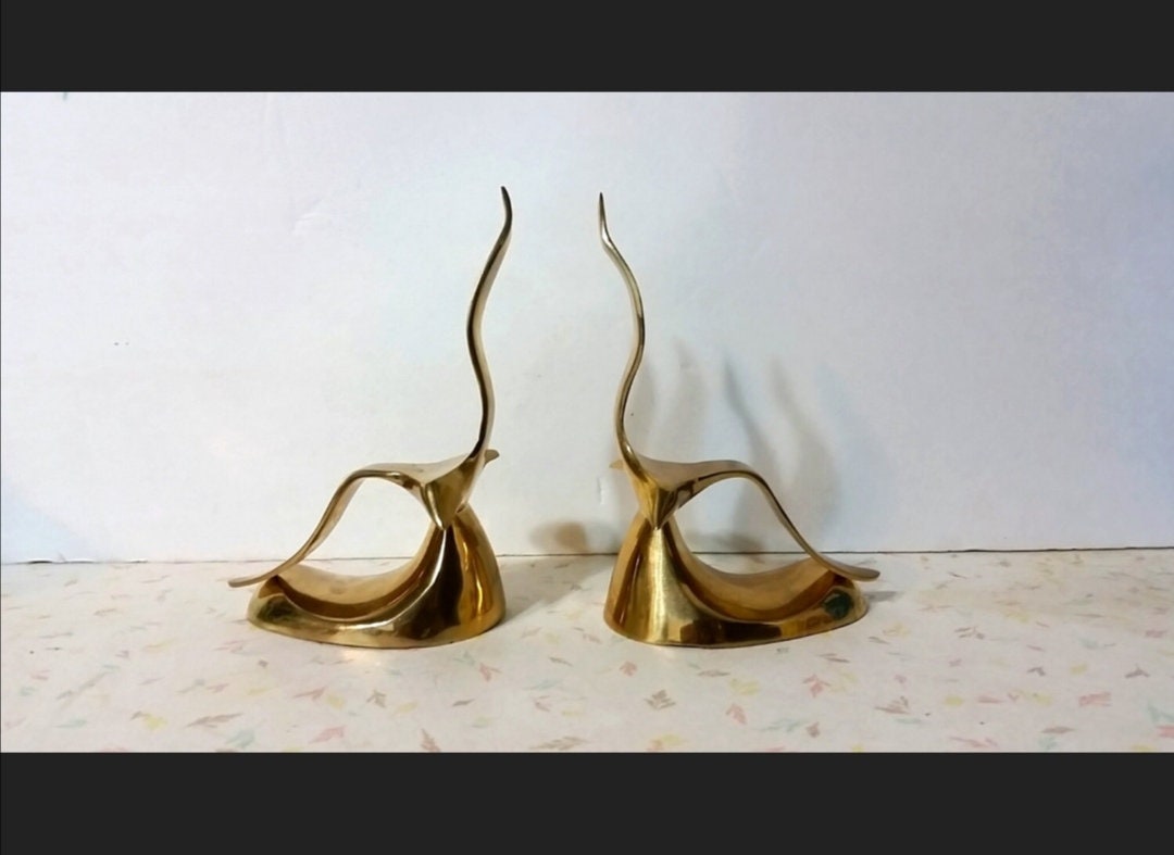 Vintage Modern Brass Seagull Bookends Etsy