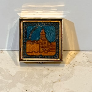 Vintage Pill Box Emaille Souvenir von Jerusalem
