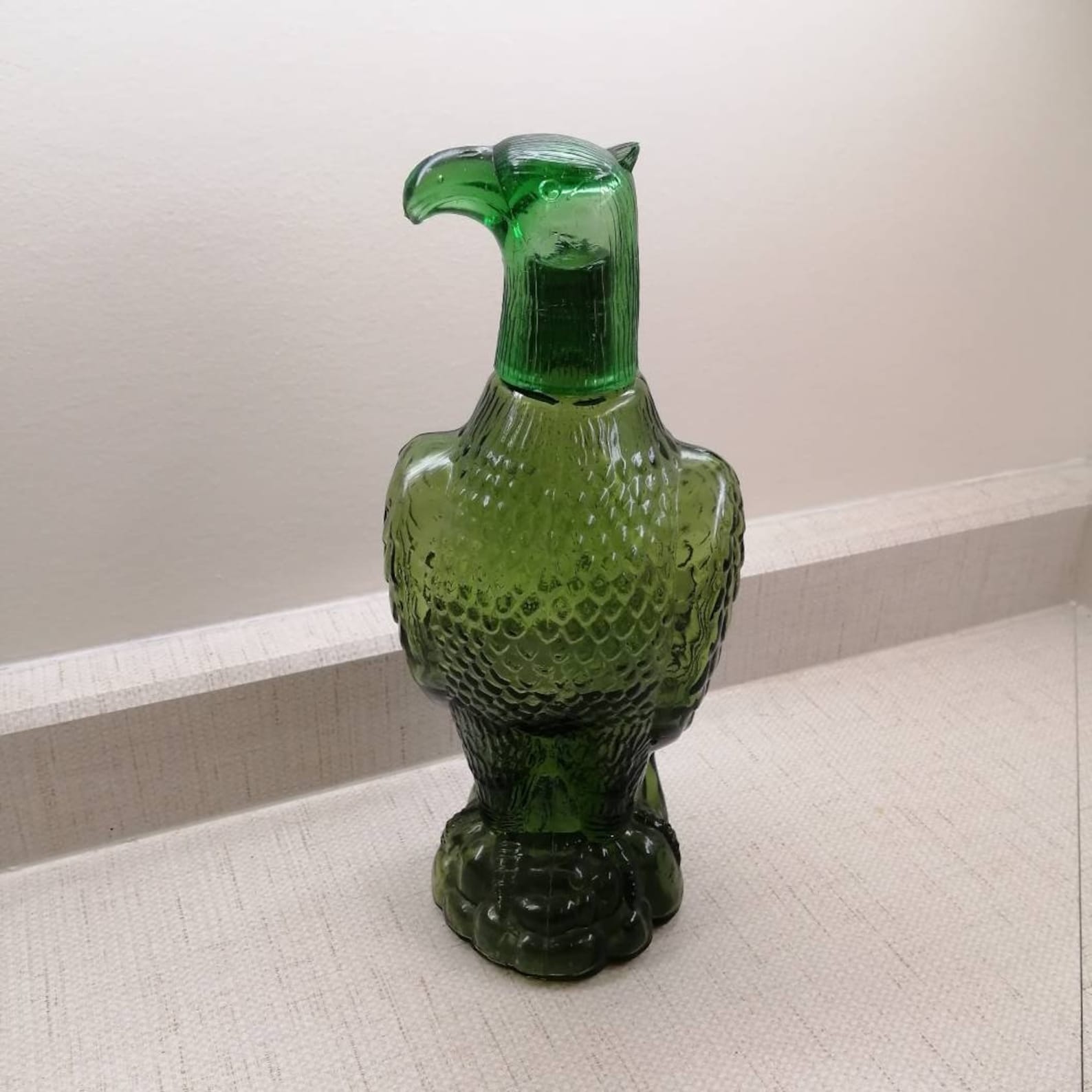 Vintage Eagle Decanter Green Glass Etsy