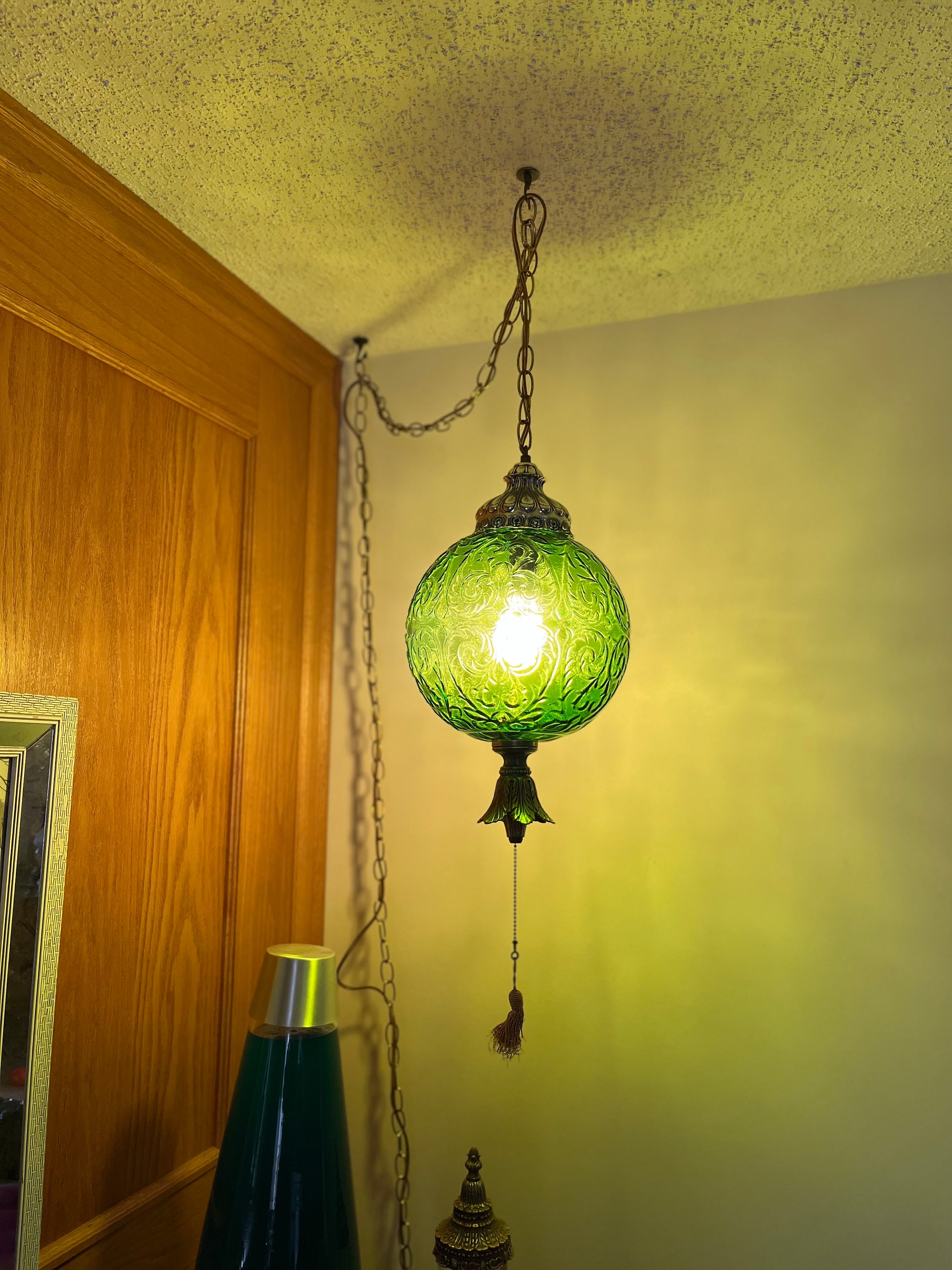 Glass Lamps Vintage Green Swag Lamp Vintage Mid Century Swag Lamp