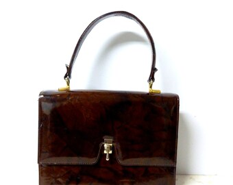 Vintage 1950's or Early 60's Handbag Brown Marbled