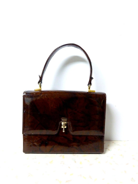 Vintage 1950's or Early 60's Handbag Brown Marbled