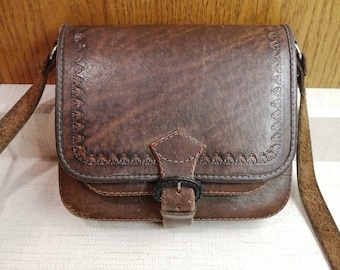 Vintage Tooled Leather Purse  Hippie Boho Festival Leather Pouch Purse