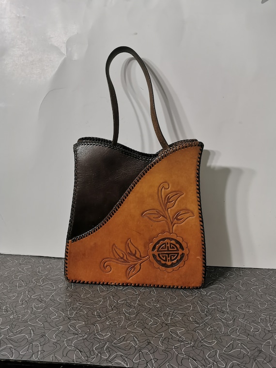 Vintage tooled leather best sale bag