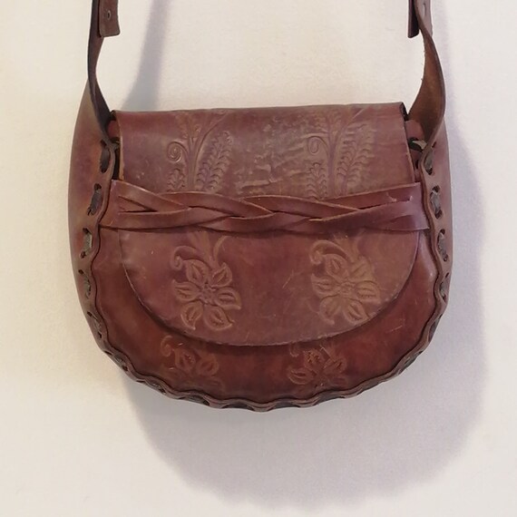 Vintage Mexico Tooled Leather Purse Pouch Purse B… - image 7