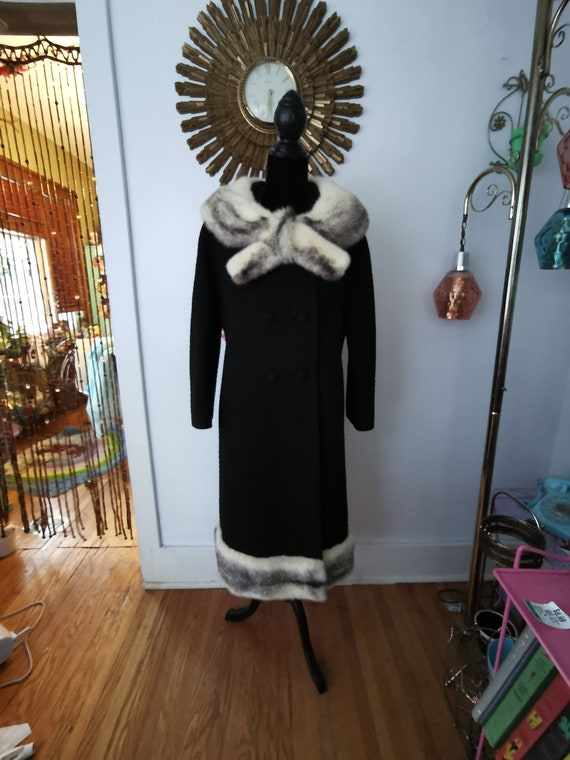 1960's Fitted Mod Coat Mink Collar 1960's Princess