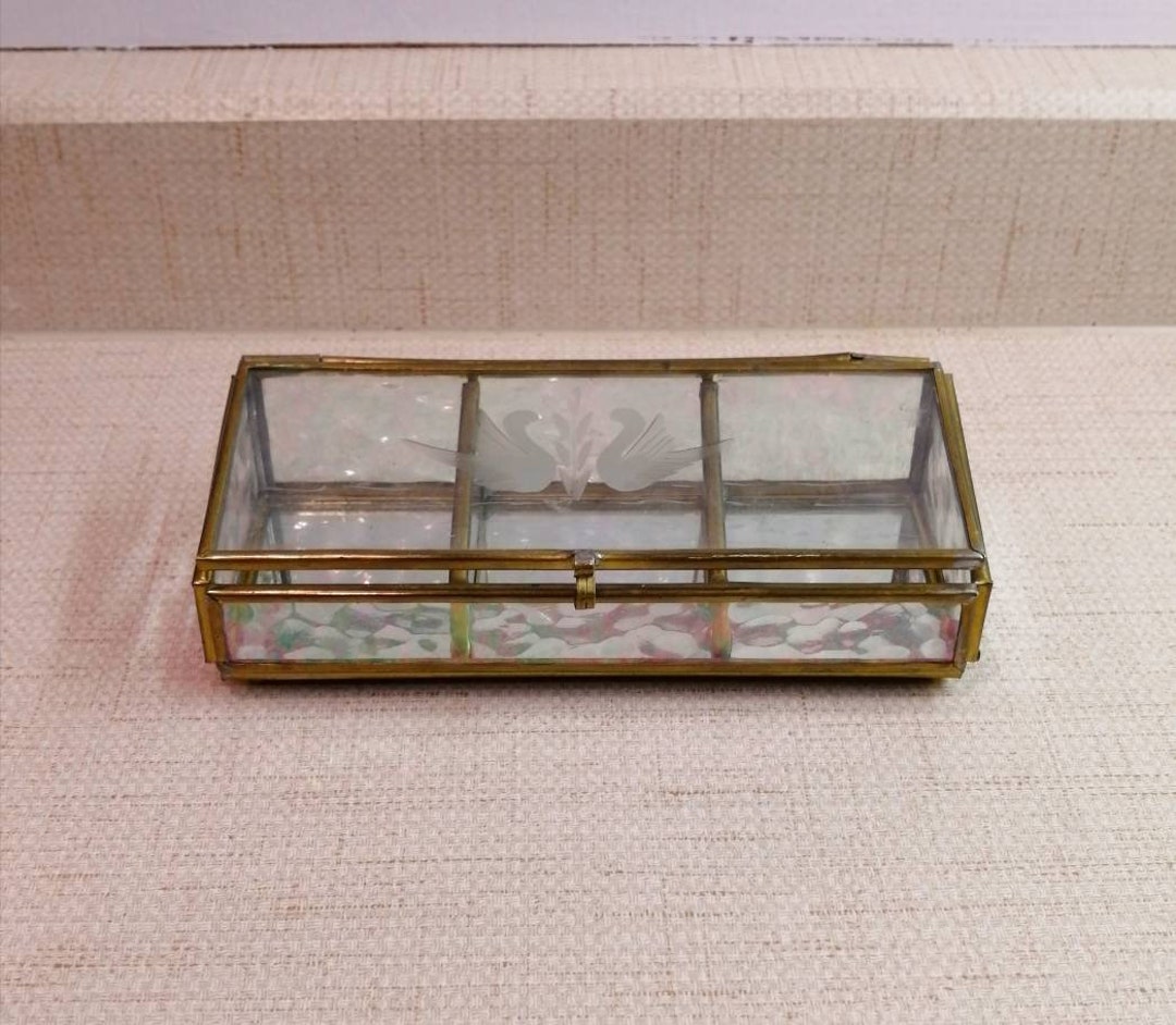 Vintage Brass and Glass Curio Display Box Etsy