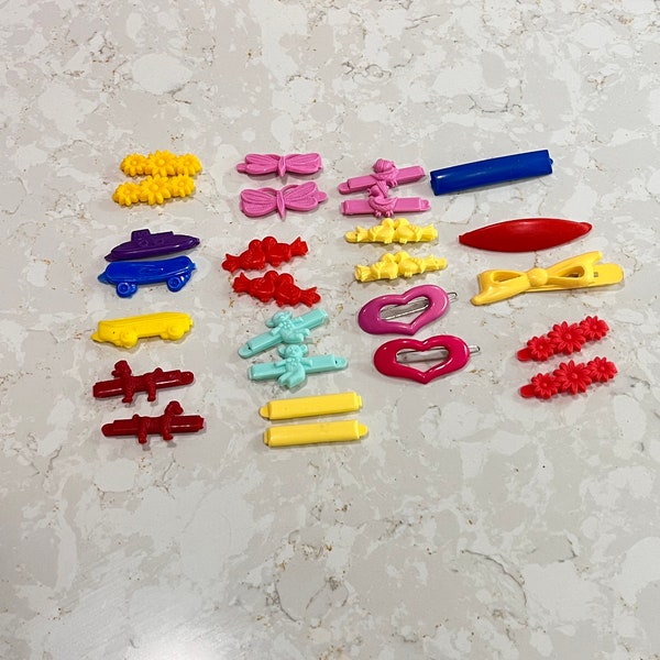 Cute Lot 80s Barrettes 1980's Plastic Classic Barrettes