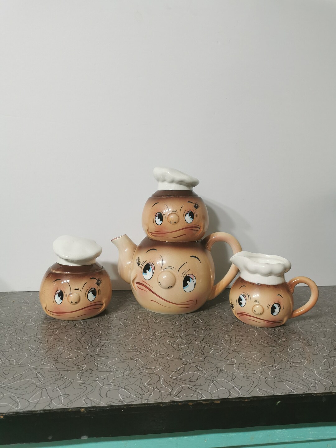 Py Japan Chef Set Teapot Cream Sugar Etsy