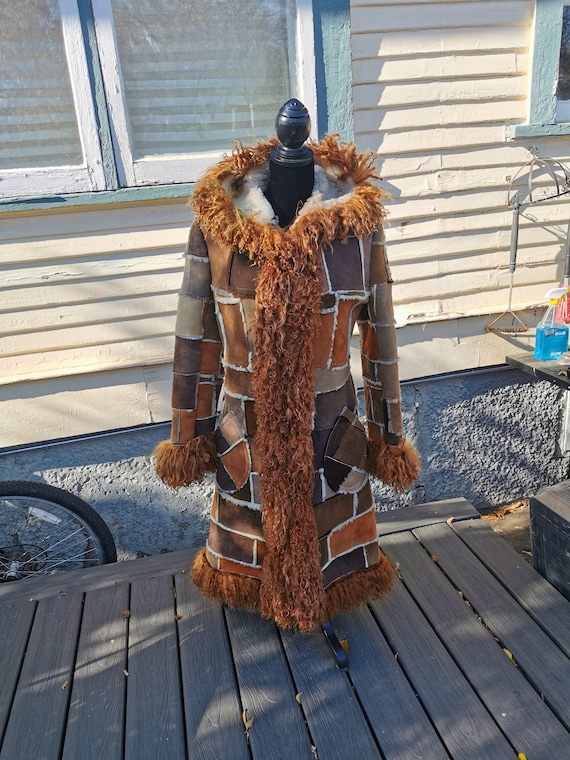 Vintage 1970's Shearling Princess Coat with Hood
