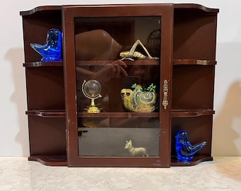 Vintage Wooden Curio Cabinet Wall Mount or free standing