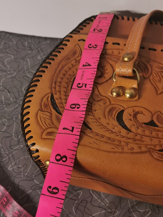 Vintage Large Tooled Leather Purse Large Boho Ret… - image 3
