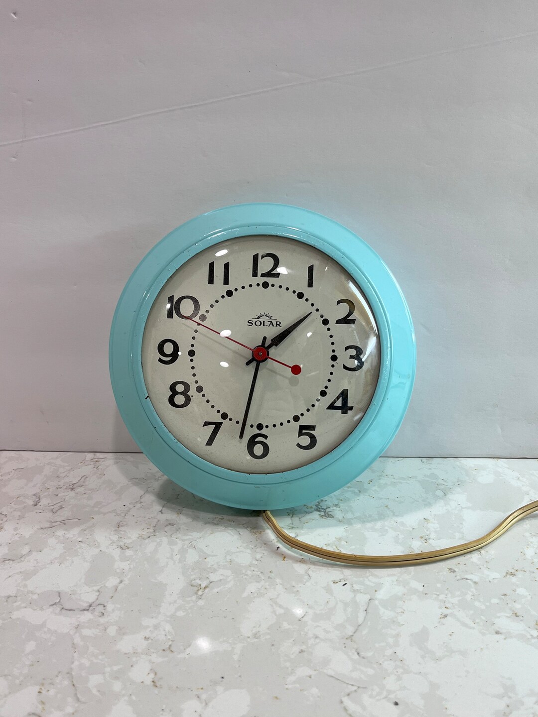 Vintage Aqua Kitchen Clock Solar Turquoise Kitchen Wall Clock Plug In