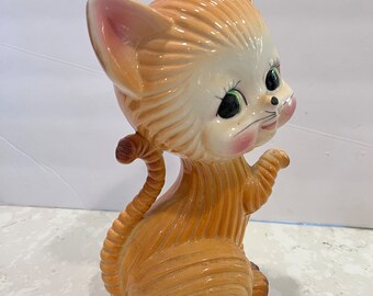 Ceramic Cat Huge Kitschy Big Eye Ceramic Cat Cat Japan Kitsch Cute