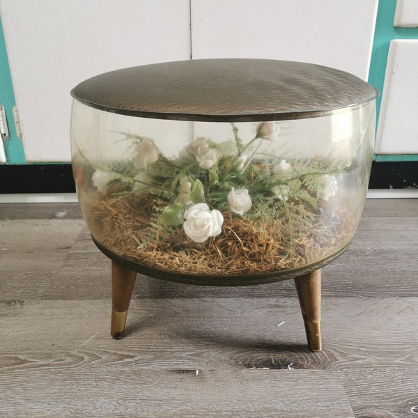 Vintage inflatable ottoman terrarium ottoman 1950s modern kitsch