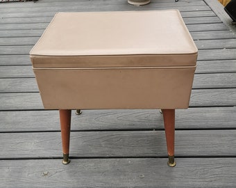 Mid Century Ottoman Sewing Storage Box 1950's Ottoman Foot Stool