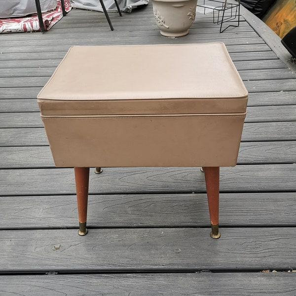 Mid Century Storage Ottoman Etsy