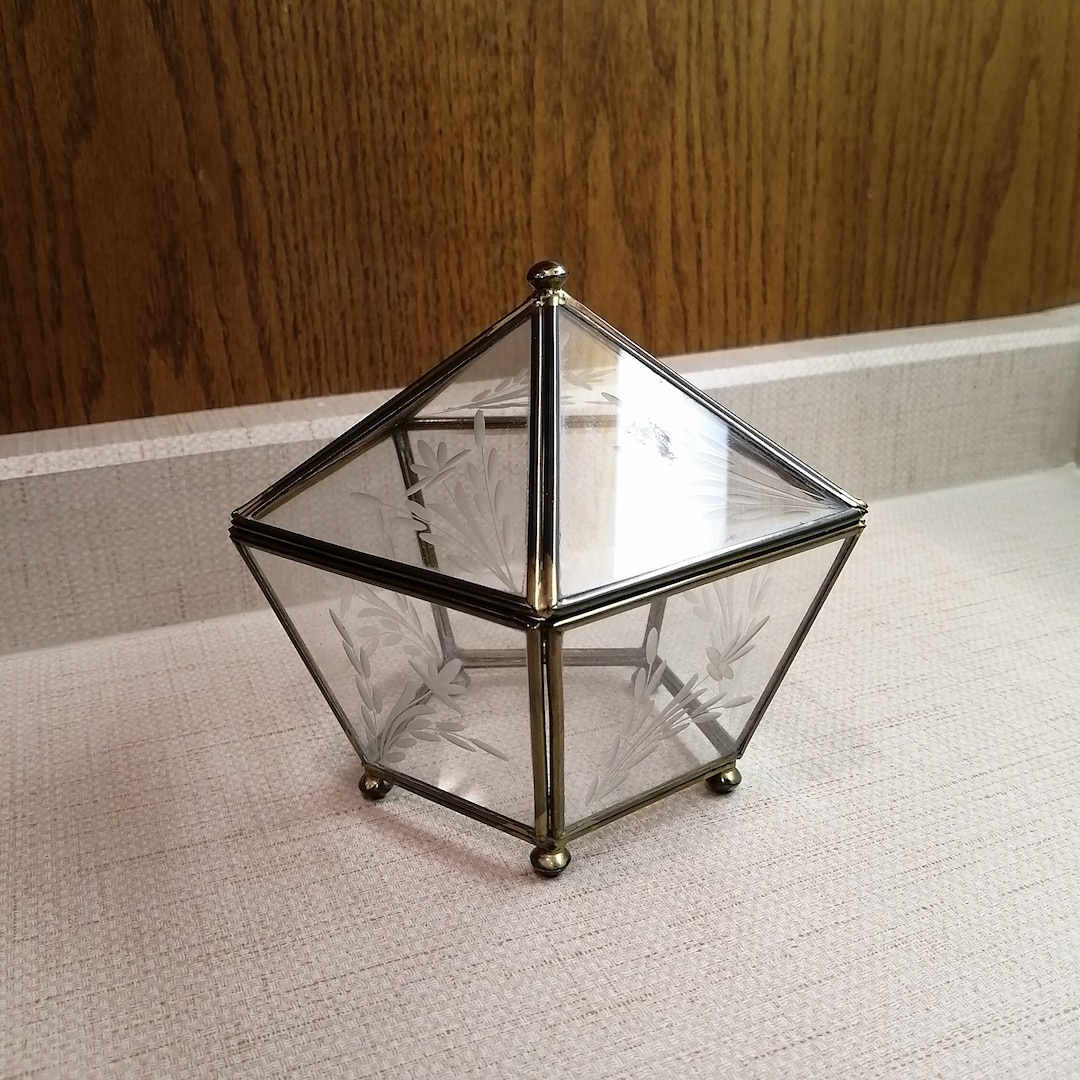 Vintage Brass and Glass Curio Display Box Etsy