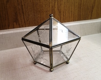 Vintage brass and glass curio display box