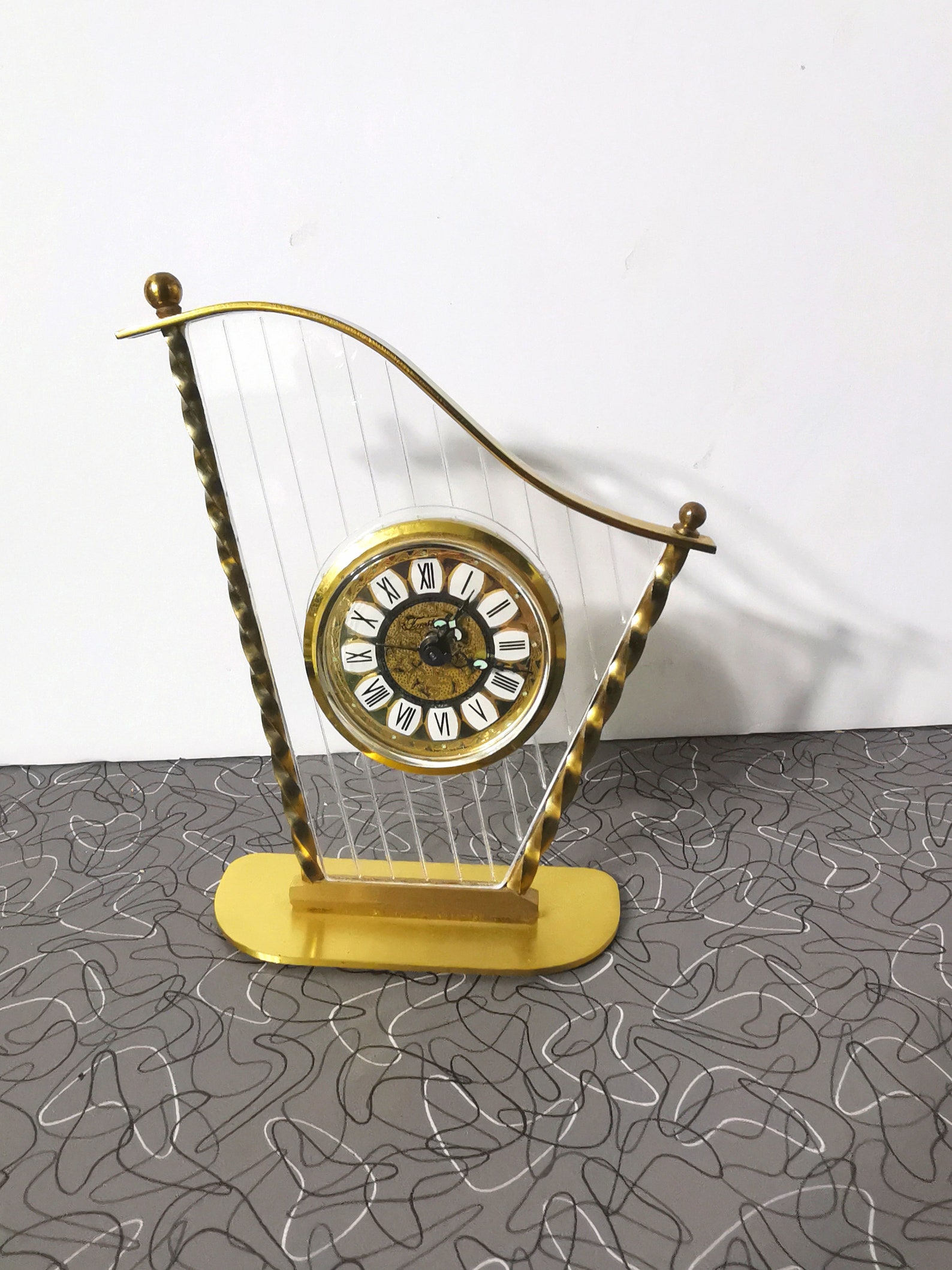 Vintage West Germany Alarm Clock Harp Shape Glow Face Working Etsy Canada