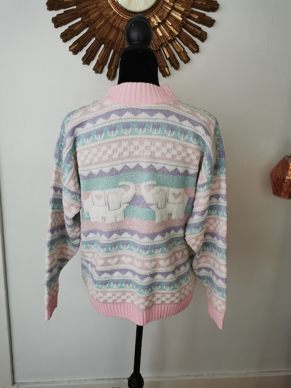 Vintage Pastel Glitter Sweater Adele Knitwear 198… - image 3