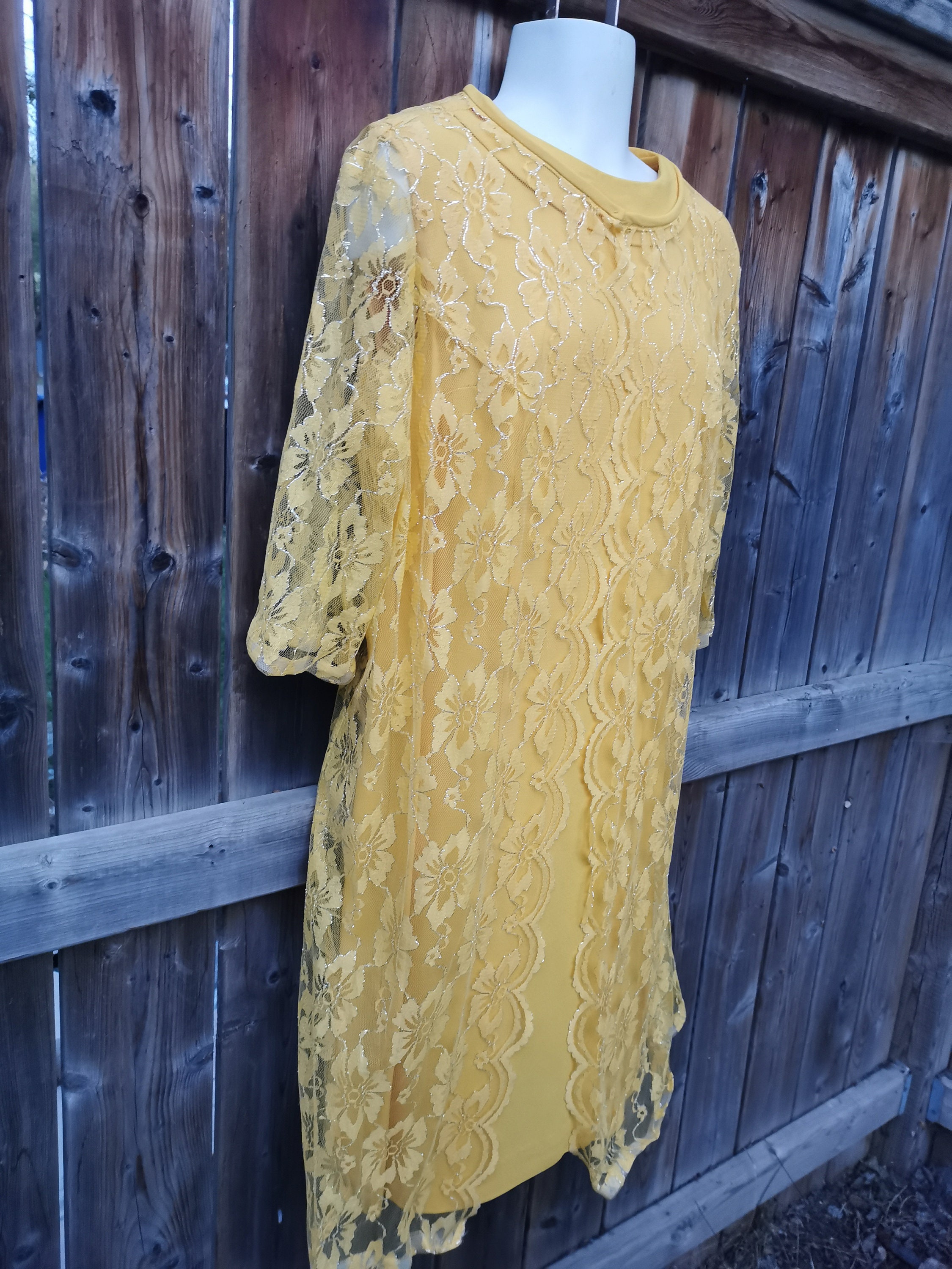 Vintage Yellow Mod Dress With Lace Jacket Kay Windsor - Etsy